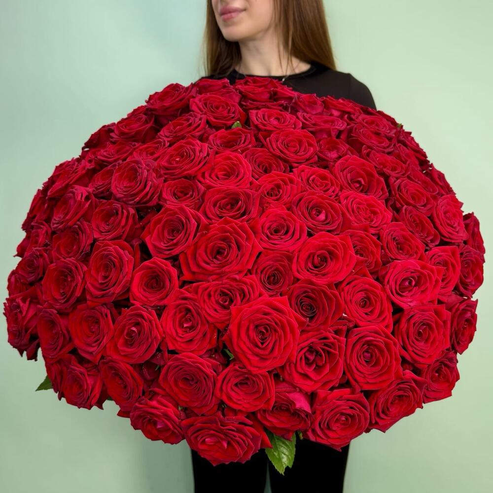 Акция! Хит! 101 красная роза Premium 50 см.