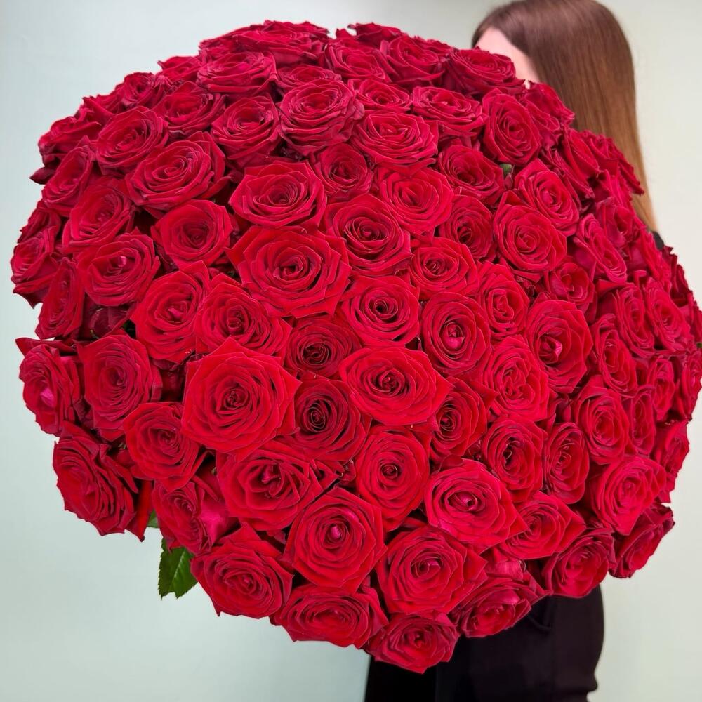 Акция! Хит! 101 красная роза Premium 50 см.