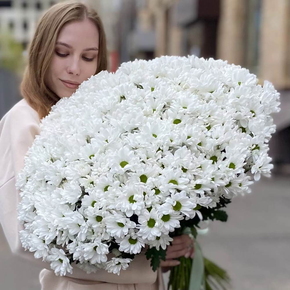 Акция! 51 белая кустовая хризантема