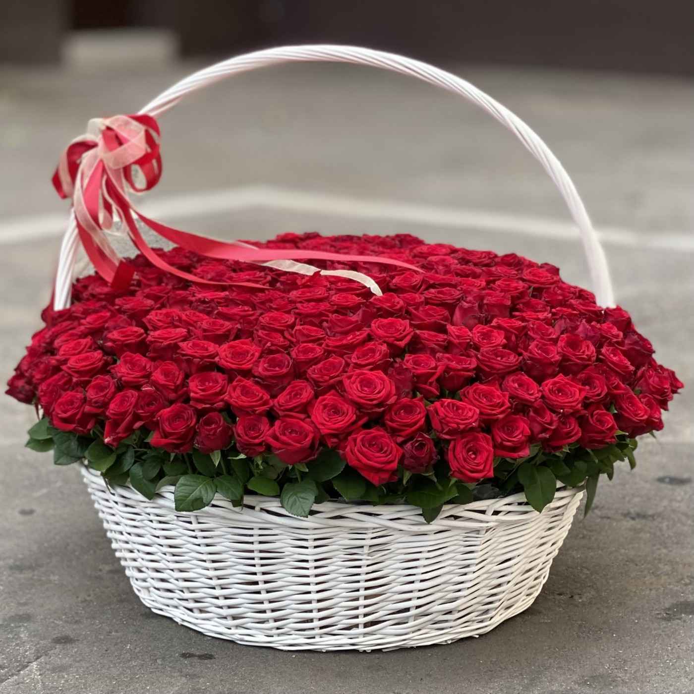 Акция! 301 красная роза в корзине