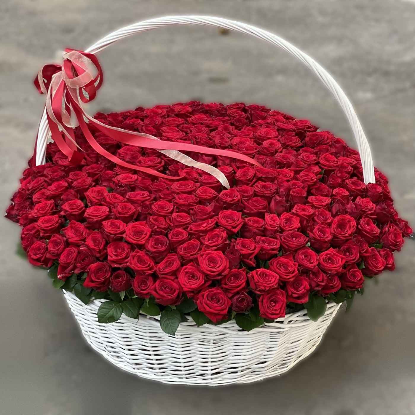 Акция! 301 красная роза в корзине