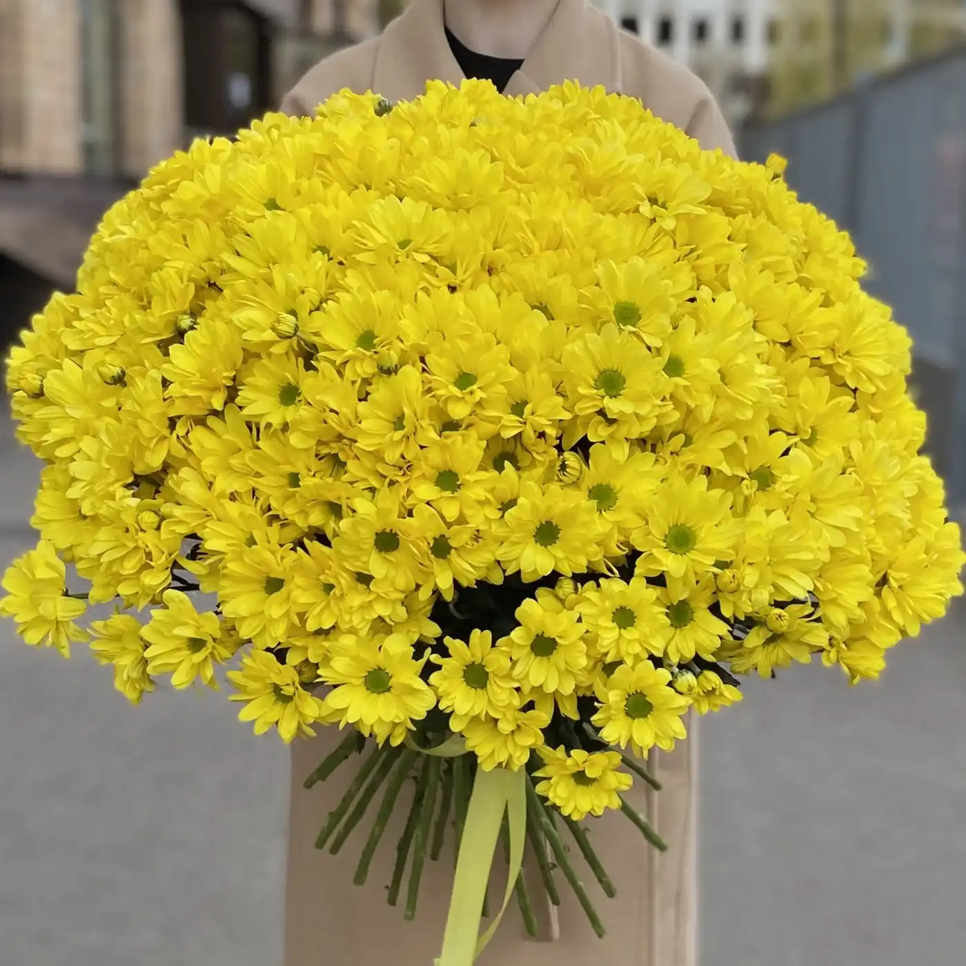 Акция! 51 жёлтая кустовая хризантема