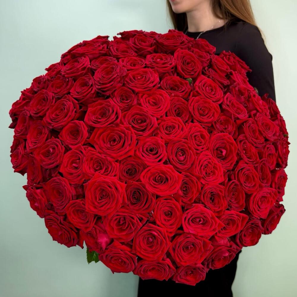 Акция! Хит! 101 красная роза Premium 50 см.