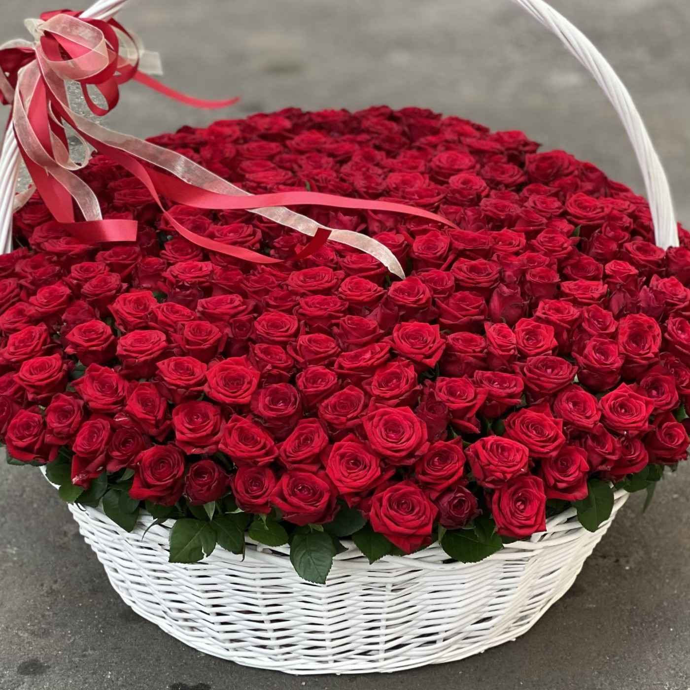 Акция! 301 красная роза в корзине